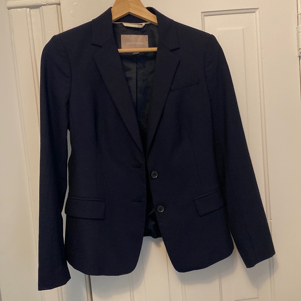 Banana Republic Navy Wool Suit Coat